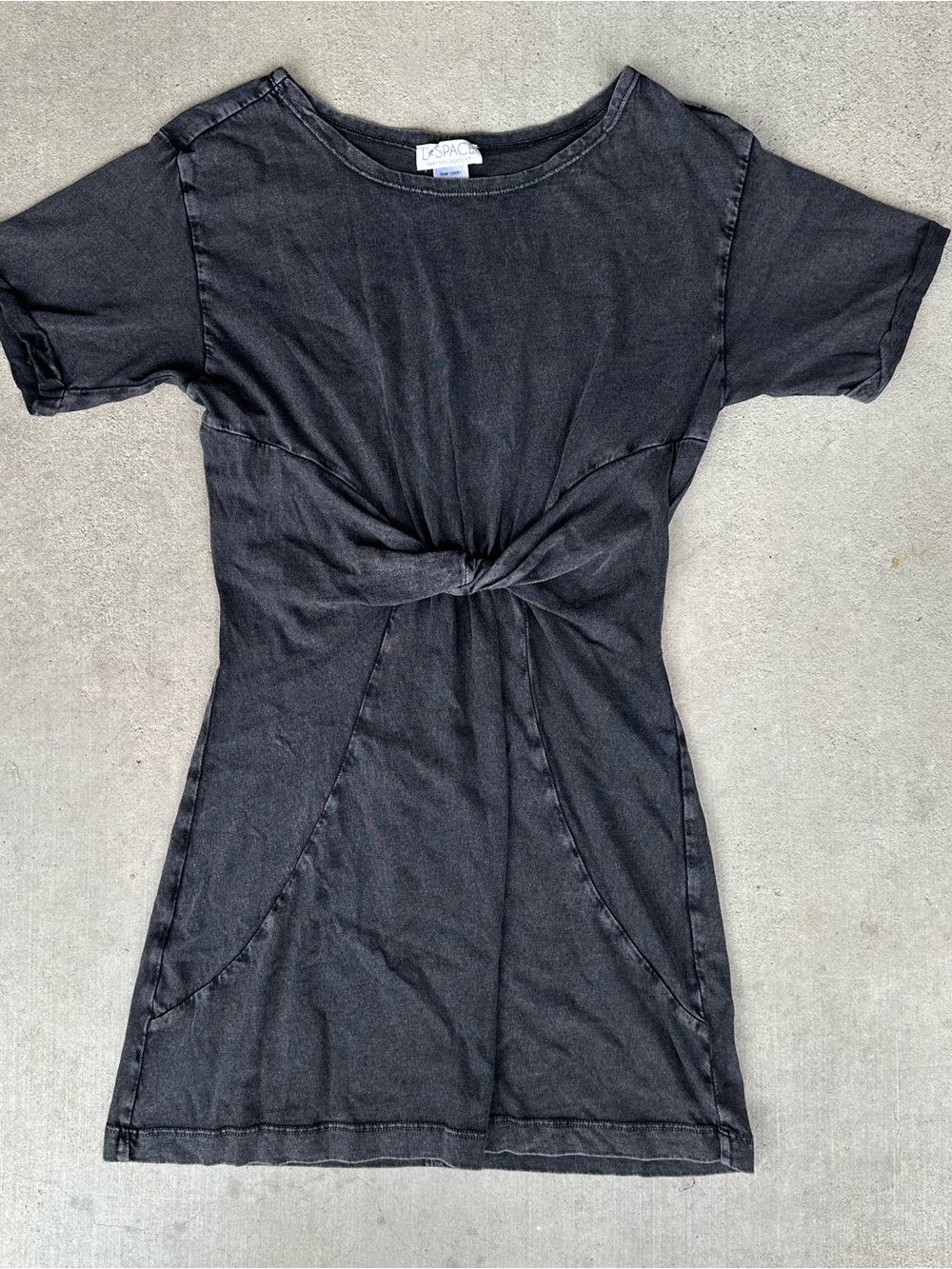 L*Space Solid Gray Twist Front T-Shirt Dress Womens Size S Short Sleeve Pockets
